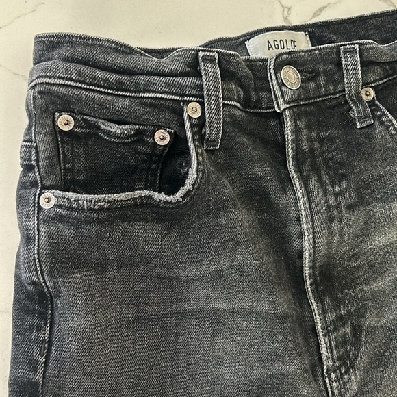 AGOLDE Black Distressed Pinch Waist Skinny High Rise Stretch Jeans size 27 - Picture 7 of 12